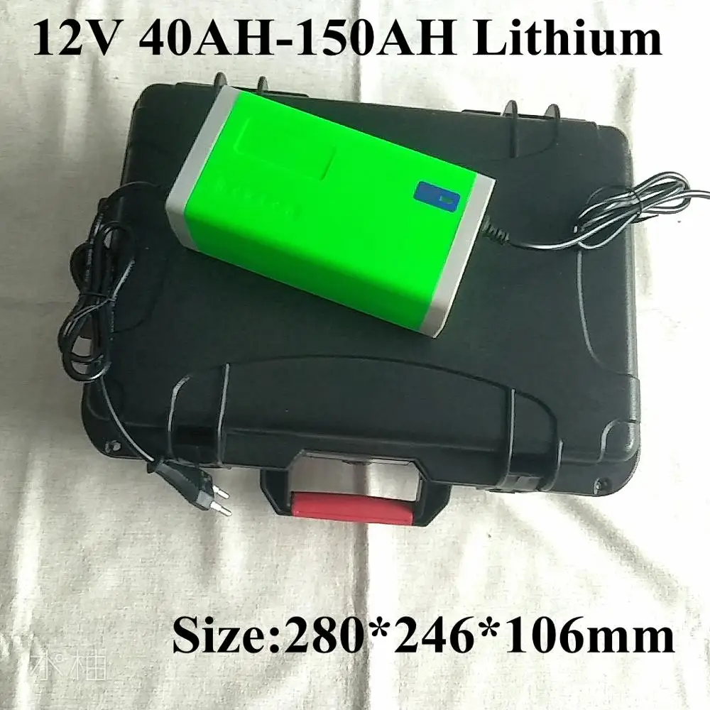 Водонепроницаемый 12v 80ah литий Батарея 12v 40AH 60AH 100AH 120AH 150AH USB хранения солнечной энергии Батарея рыбацкая лодка+ 10A Зарядное устройство