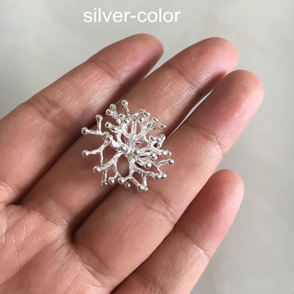 6 шт. необработанные латунные 3D кораллы для украшения, 21*23 мм - Цвет: silver color