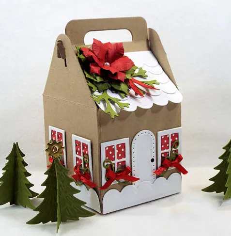 ZFPARTY, Рождественский домик, коробка, металлические режущие штампы, трафареты для скрапбукинга/фотоальбома, декоративные DIY бумажные карты