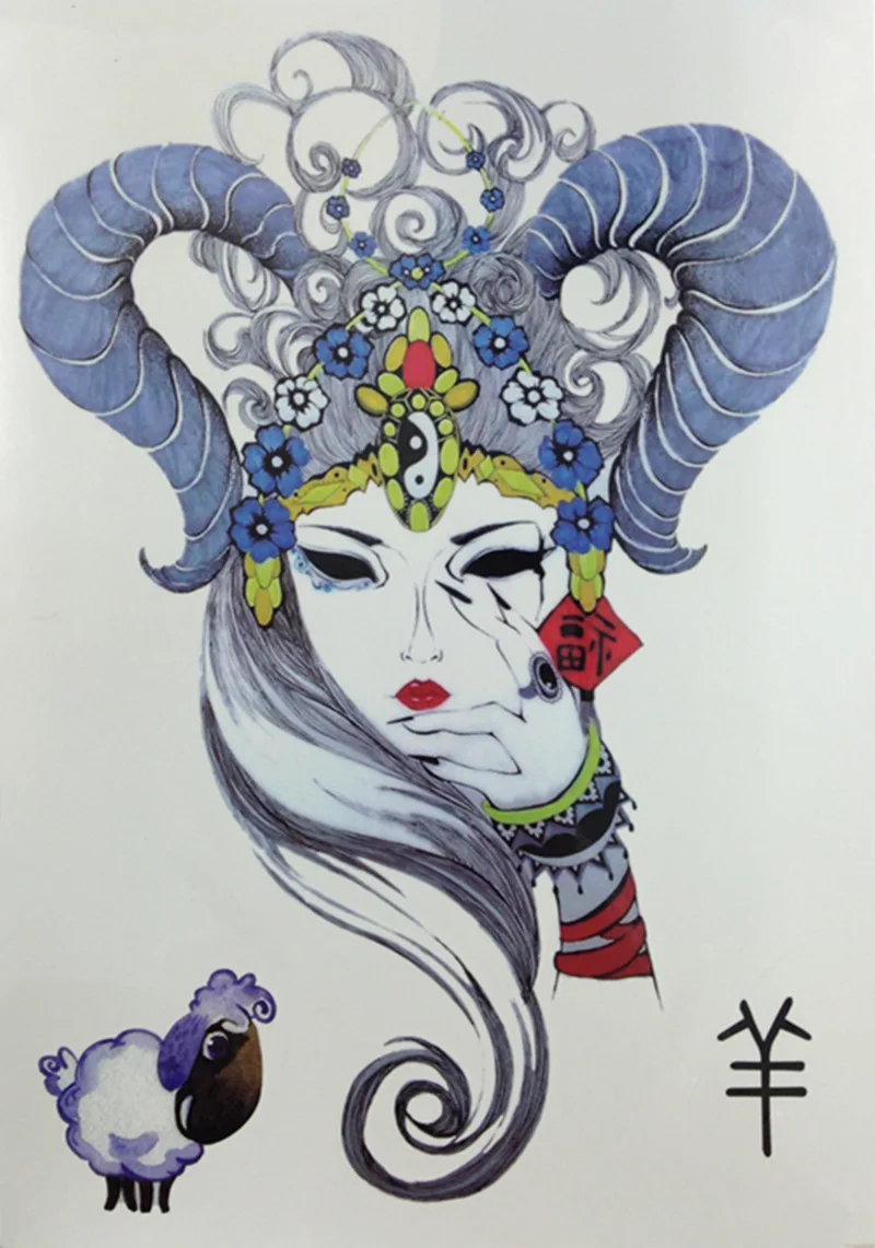 The Chinese Zodiac Sheep girl with Corolla Body Art Beauty Makeup