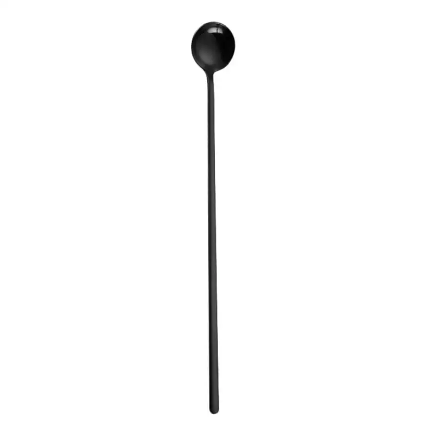 Новое поступление Красочная ложка с длинной ручкой столовые приборы кофе для питья кухонный гаджет Горячая - Цвет: Black