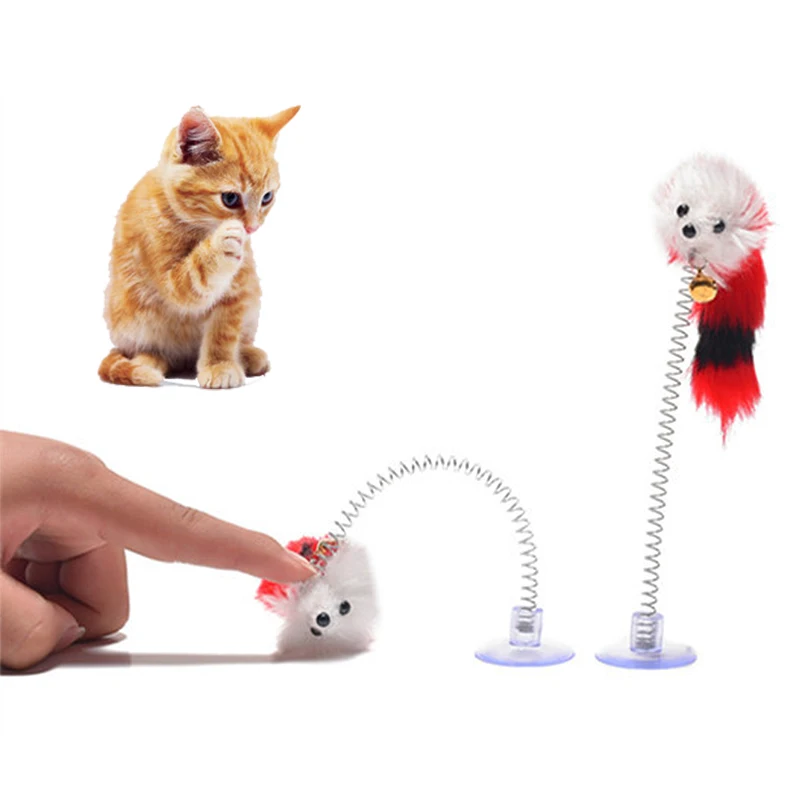 

1PC Hot Cute Elastic Cat Toys Mice Shape Pet Supply Random Bottom Sucker Plastic Fashion False Mouse 20 x 10cm Feather Funny
