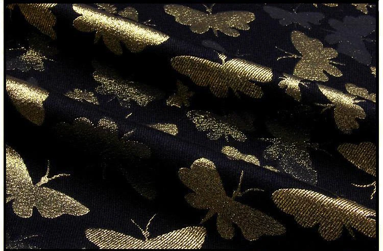 145 см Ширина Мода бабочка стиль металлик жаккард парча ткань, 3D жаккардовая пряжа, окрашенная ткань для женщин юбка пальто платье