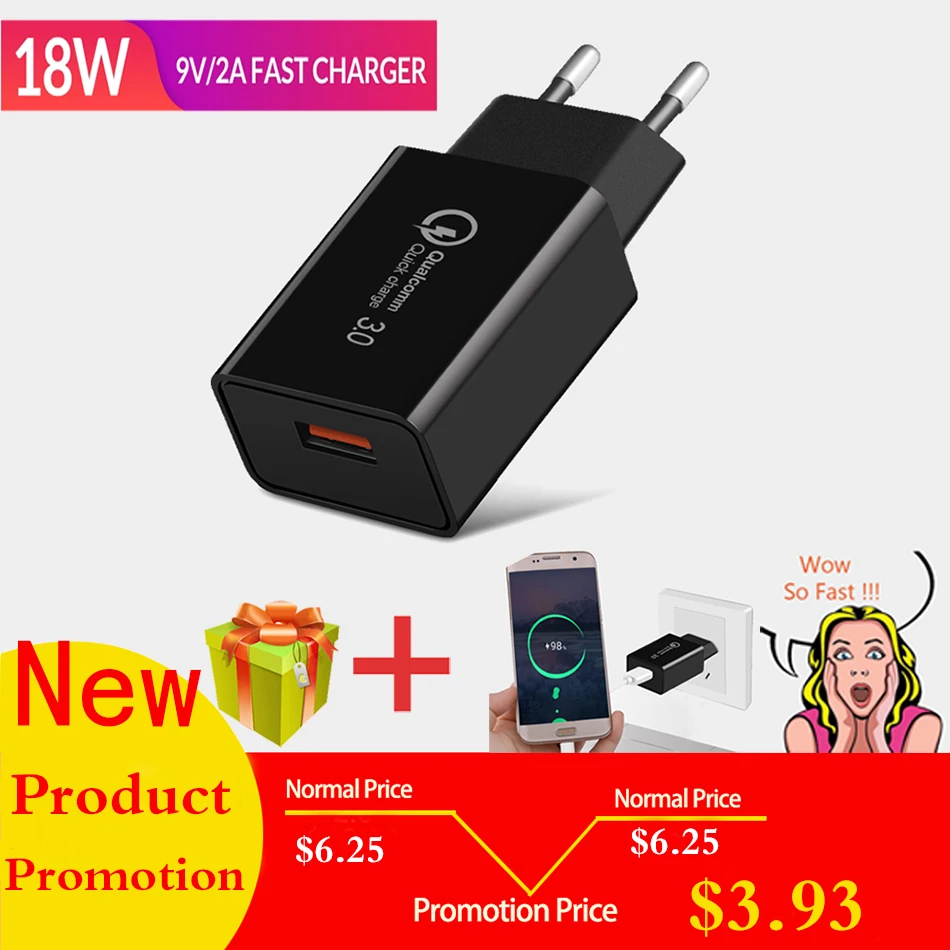 Carregador USB адаптер питания быстрое зарядное устройство QC 3 0 для iphone Xiaomi Samsung Carregadores