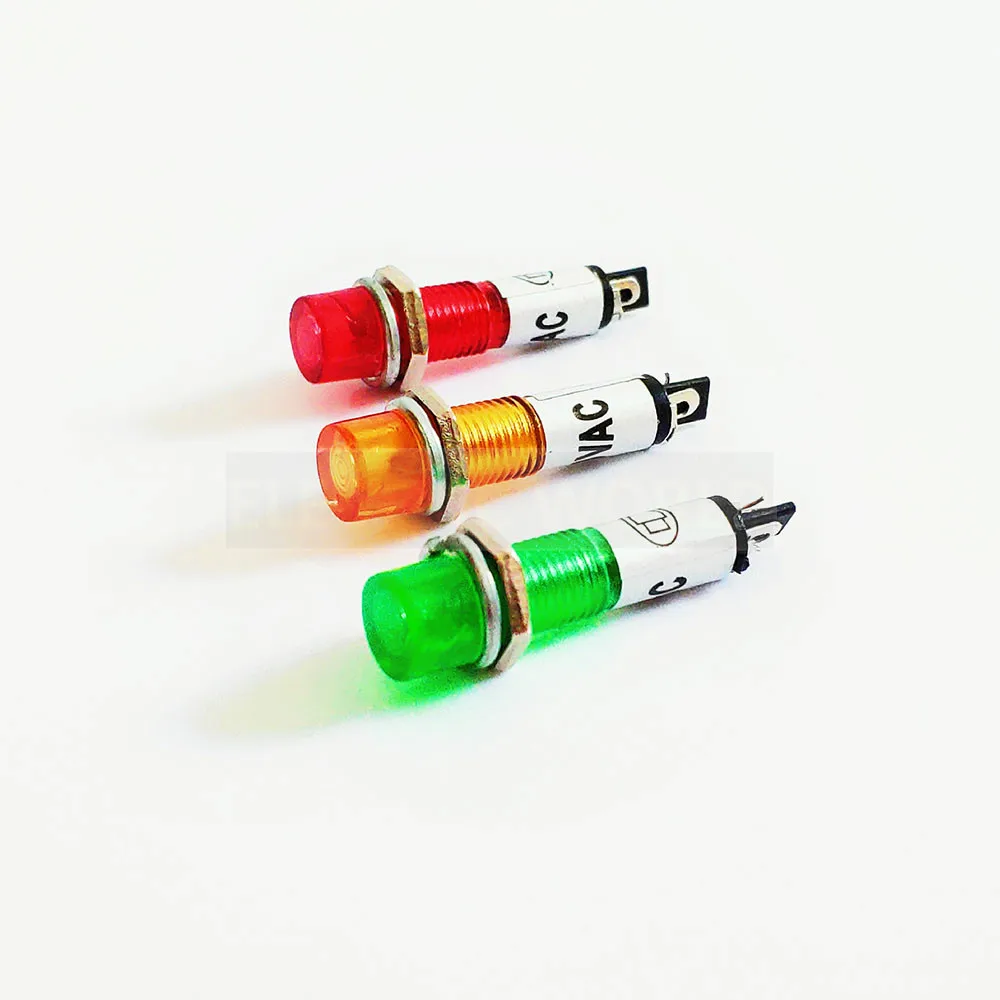 7mm plastic Indicator lights 5-6pcs waterproof Signal lamp no wire 12V 24V 220v power signal lamp LED indication indicator light motorcycle turn signals lamp 12v led moto flowing light motorbike indicator blinker waterproof tail lights m10 bolt universal