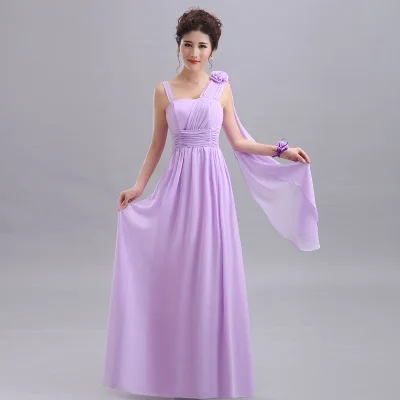 Длинные шифоновые розовые платья подружки невесты Vestido De Festa De Casamento Вечернее платье на вечеринки для девушек - Цвет: Purple 4
