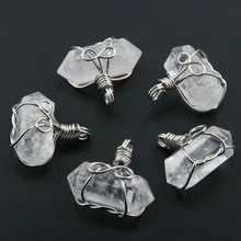 Натуральный белый кристалл камень Подвески DIY для ожерелья или ювелирных изделий 27*27*15 мм