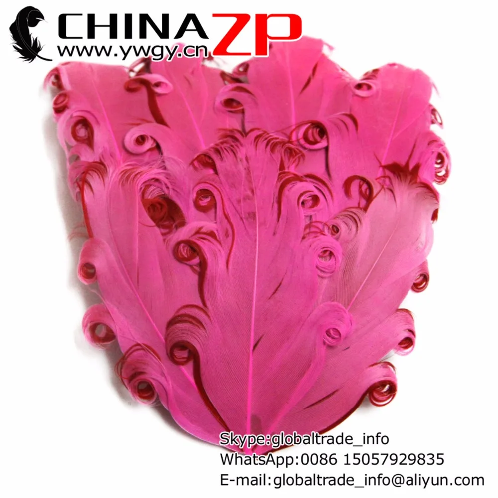 

CHINAZP Factory 50pcs/lot Dyed Pink with Red Valentine's Day Inspired Curly Nagorie Pad Feather Headbands