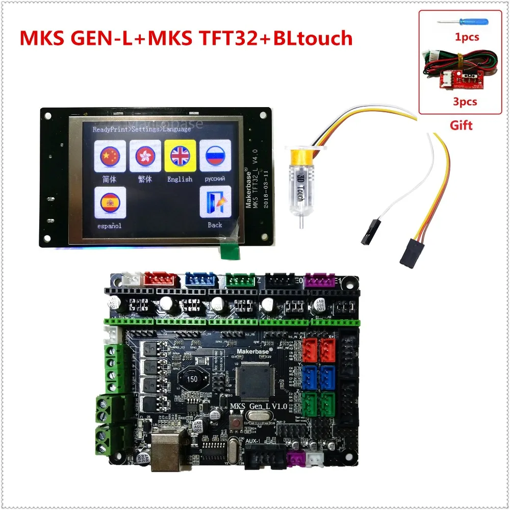 

MKS GEN L V1.0 +MKS TFT32 V4.0 LCD touching display +3D BLtouch cheap 3D electronic card kit openbuilds for 3d printer starter