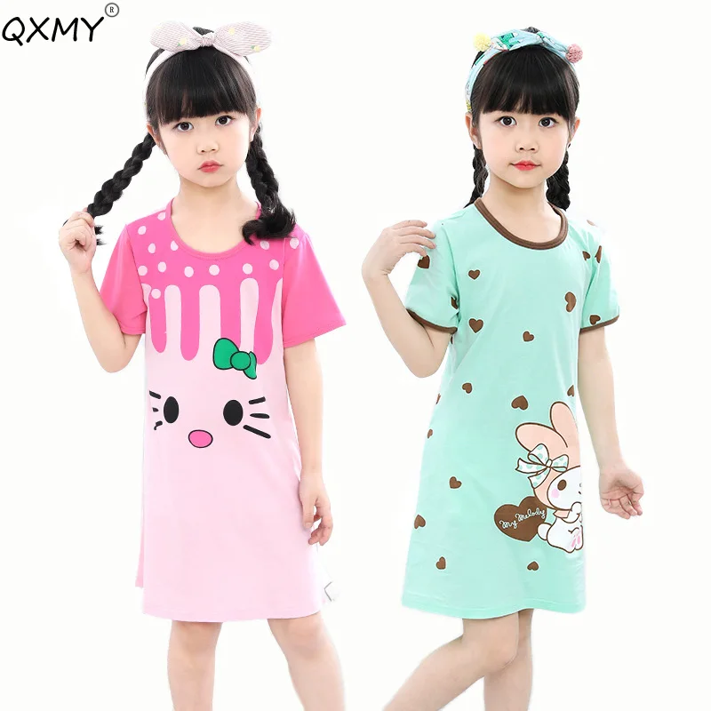 Летняя Детская ночная рубашка для девочек; Детская домашняя одежда с рисунком; Детская домашняя одежда; От 2 до 12 лет