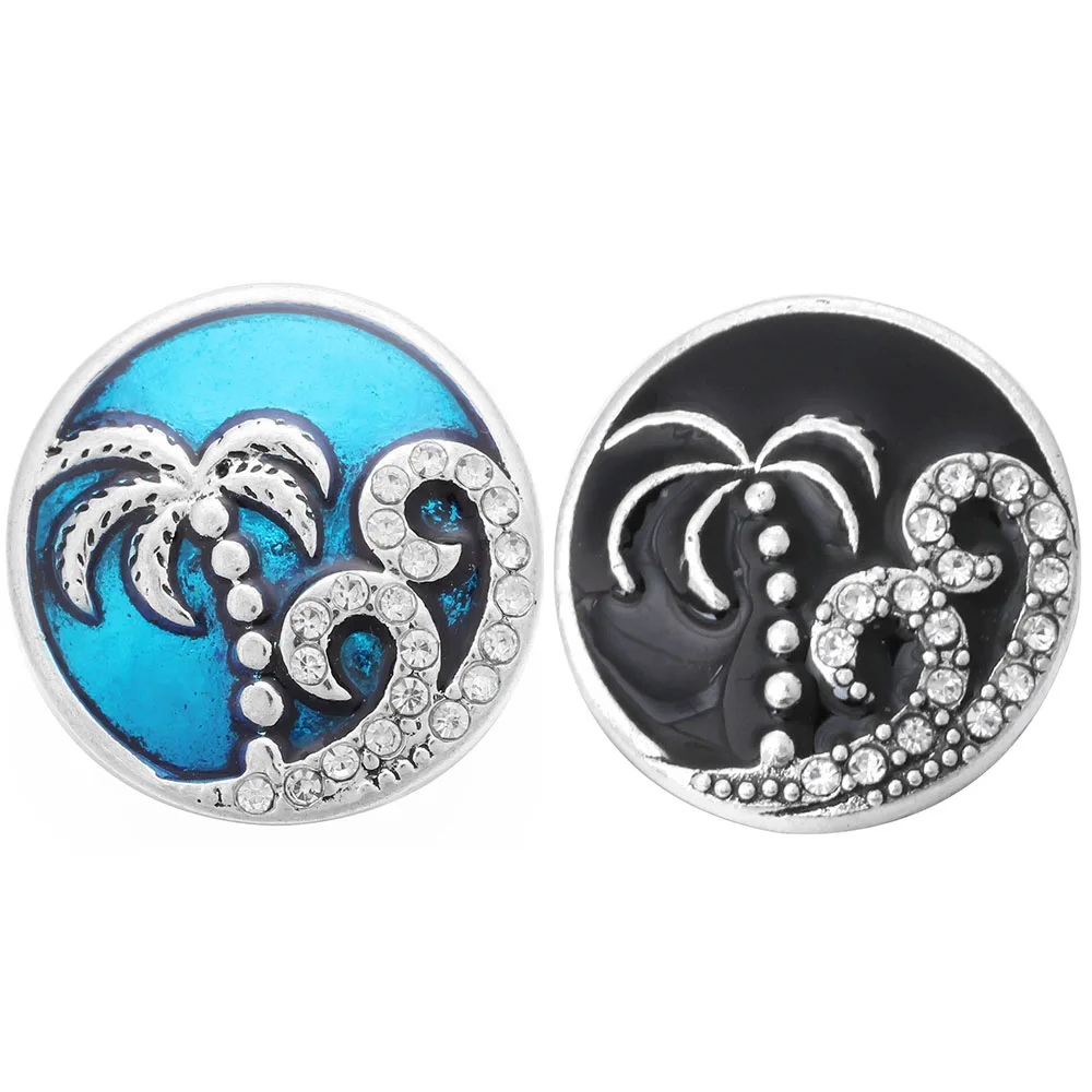 

6pcs/lot High Quality Snap Button Jewelry DIY Vacation Rhinestone 18mm 20mm Metal Buttons Fit Snaps Bracelet Bangle ZA588