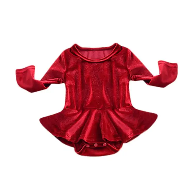 Newborn Infant Baby Dress Long Sleeve Solid Velour Girl Clothes