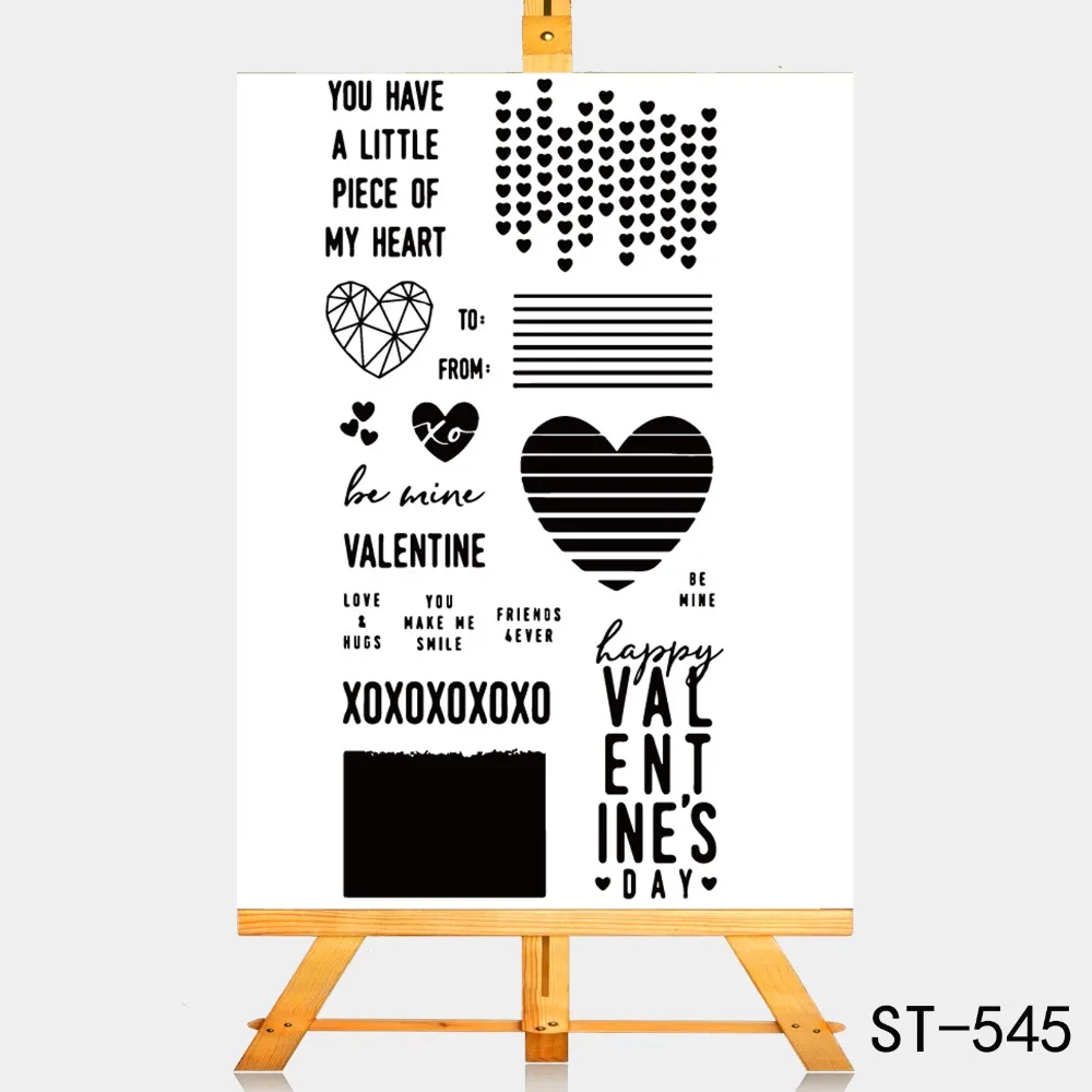 

AZSG Striped heart Clear Stamps/Silicone Transparent Seals for DIY scrapbooking Card Making 10*15cm