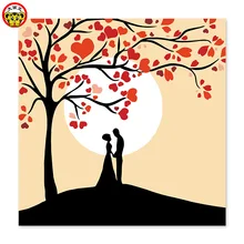 Картина по номерам художественная краска по номеру Сделай Сам масло Любовь Дерево пара любовь друг к другу под светящейся любовью