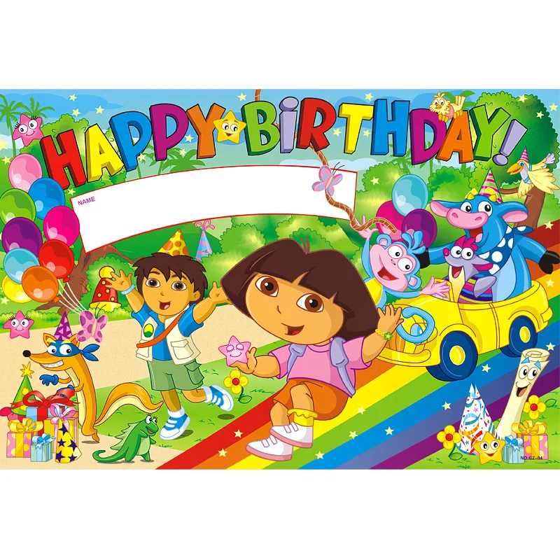us 5 39 2pcs dora birthday poster or holiday wall paper for party suppliers kids favorite smart home decoration in party backdrops from home kids birthday poster