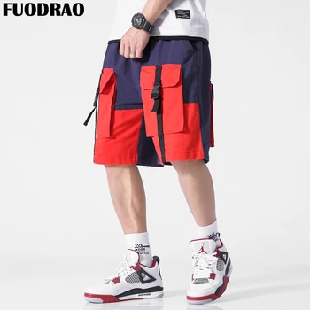 

FUODRAO Designer Summer Short Men Side Strap Pockets Cargo Shorts Men Streetwear Casual Short Men Hip Hop Trousers D028