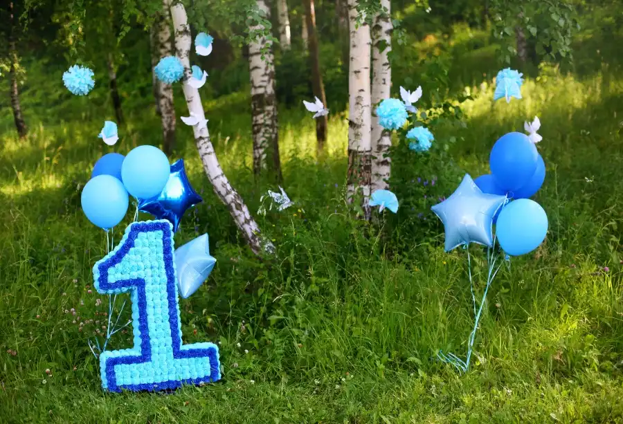 Laeacco Enfants Ballon 1 Fete D Anniversaire Fleur Vert En Verre Enfant En Plein Air Photo Milieux Photographie Decors Pour Photo Studio Aliexpress