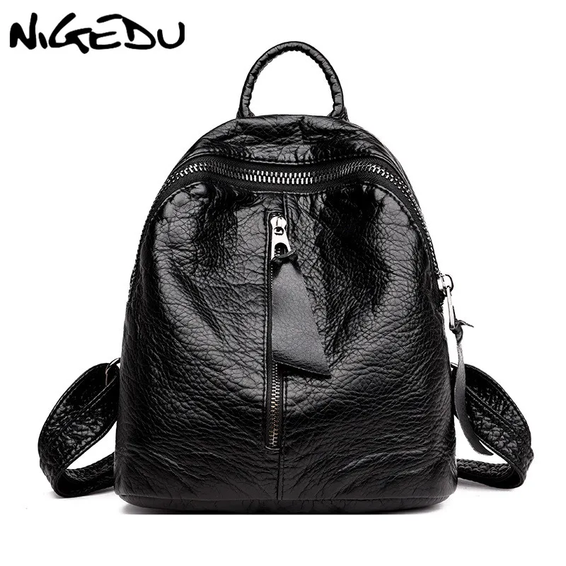 Mini Backpack Female soft PU Leather Backpacks For Teenage Girls Fashion Shoulder Bags Black Mochila Feminina Daypack purse