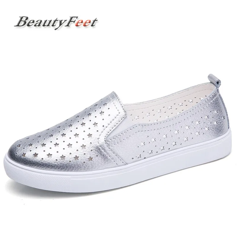 

Casual Sneakers Women Shoes Woman Hollow Vulcanize Shoes Solid White Genuine Leather Slip on Ladies Flats Female BeautyFeet