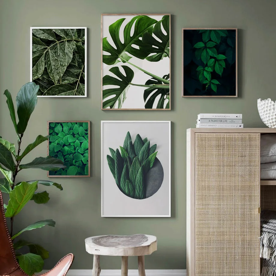 

Fresh Green Tropical Leaves Plants Nordic Posters And Prints Wall Art Canvas Painting Salon Wall Pictures For Living Room Decor