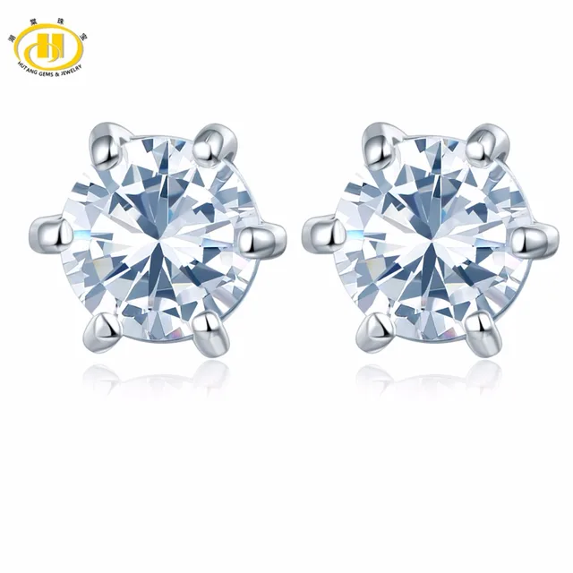 Hutang Similar Diamond White Topaz Round 5mm Stud Earrings In 925 Hutang Similar Diamond White Topaz Round 5mm Stud Earrings In 925 Sterling Silver Wedding Fine Jewelry
