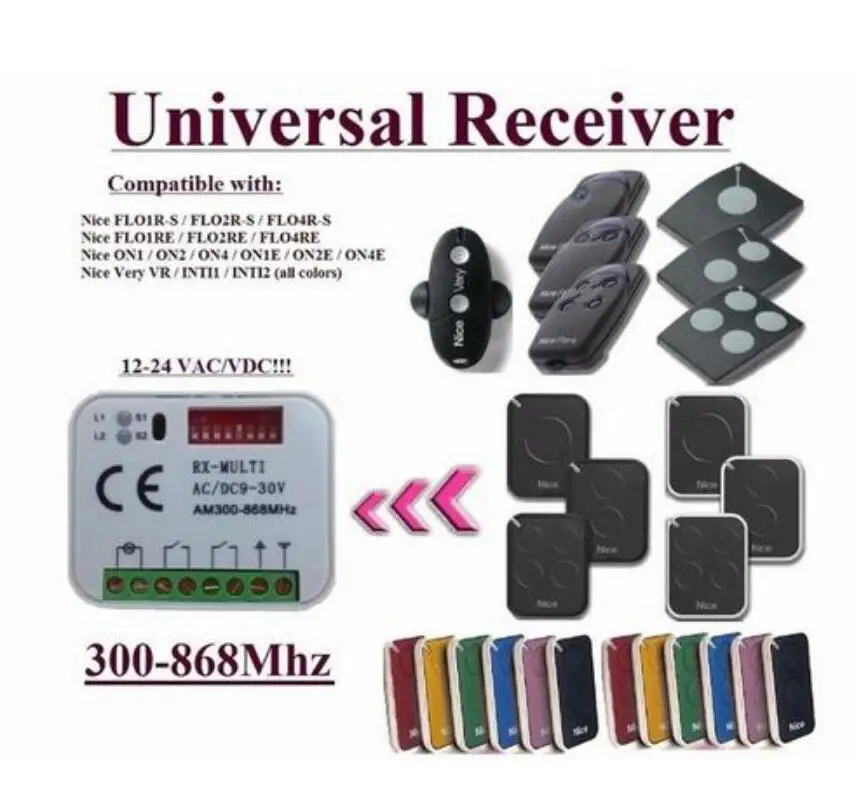 

1pcs Universal receiver Compatible with Nice FLOR-S, FLORE, ERA ONE, INTI, VERY VR rolling code GOOD
