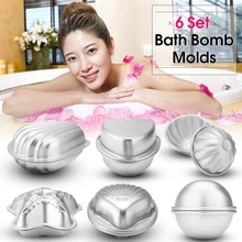 12 шт. металлическое приспособление в Алюминий форма для бомбочек для ванн формы Олово ванны делая форма для теста DIY Бомбочки для ванны соль делая инструмент для купания 6 формы