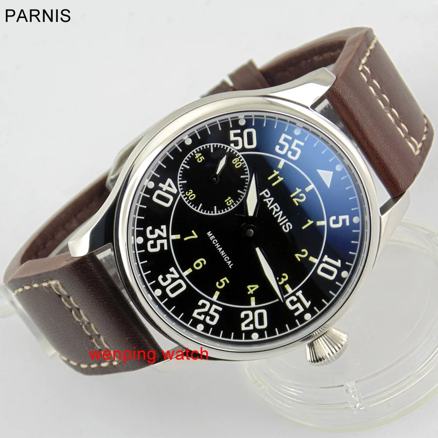 Parnis 44 мм с черным циферблатом Asia st3600 Механические Мужские 6497 часы E2070