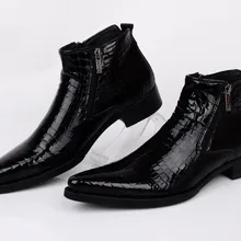 Обувь под платье с острым носком под змеиную кожу; цвет синий, черный; мужские Ботильоны; ботинки из натуральной кожи; Мужская Свадебная обувь; Большие европейские размеры 46