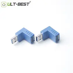 Ult-best Super speed USB 3,0 мужчина к женщине M/F адаптер под прямым углом 90 градусов разъем синий конвертер