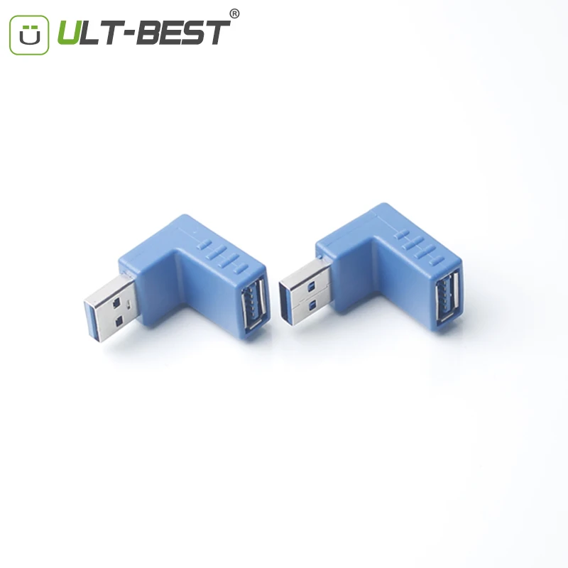 

ULT-Best Super Speed USB 3.0 A Male to Female M/F Adapter Right Angle 90 Degree Connector Blue Converter