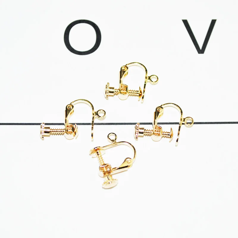 

10 pcs/lot Hot Sell KC Gold Color Screw Ear Clip No Pierced Ear Clip Stud Earrings Jewelry Findings