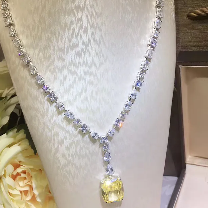 Дизайнерское модное 925 пробы Серебряное ювелирное изделие 3а вечерние ожерелья с кубическим цирконием