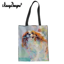 Бесшумные дизайнерские новые модные женские сумки для покупок Charles Spaniel с принтом для девочек сумки через плечо холщовые большие сумки для книг сумки на ремне