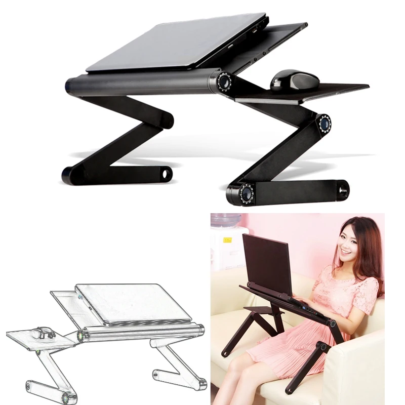 Новый Портативный складной регулируемый, стол для ноутбука компьютерный стол подставка, лоток для диван-кровать черный