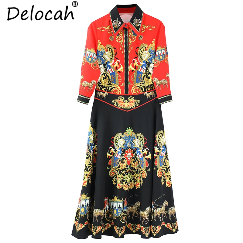 Delocah Vintage Skirt 2 Pieces Set Runway Fashion Designer Women
