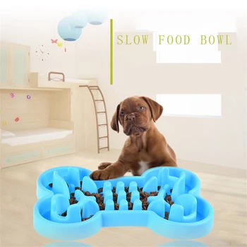 

Pet Dog Soft Rubber Made Bone Shape Bowl Food Water Feeder Eat Slow Down Bowl For Pet Cat Dog Food Feeding BW705