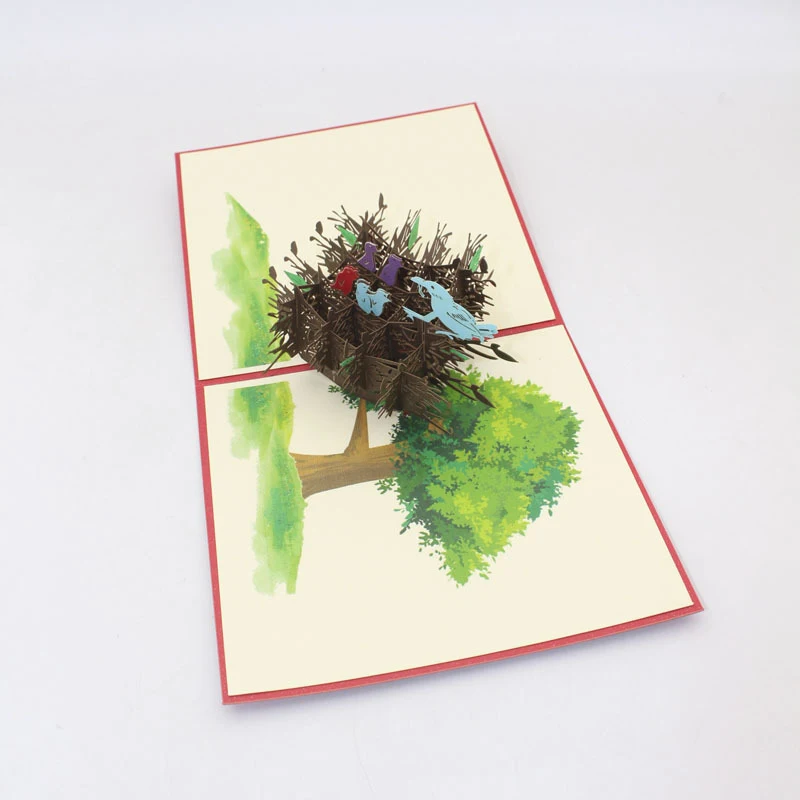  3D Handmade Colorful Bird Nest Paper Invitation Greeting Cards PostCard Teachers' Day Mother's Day  - 33058424981