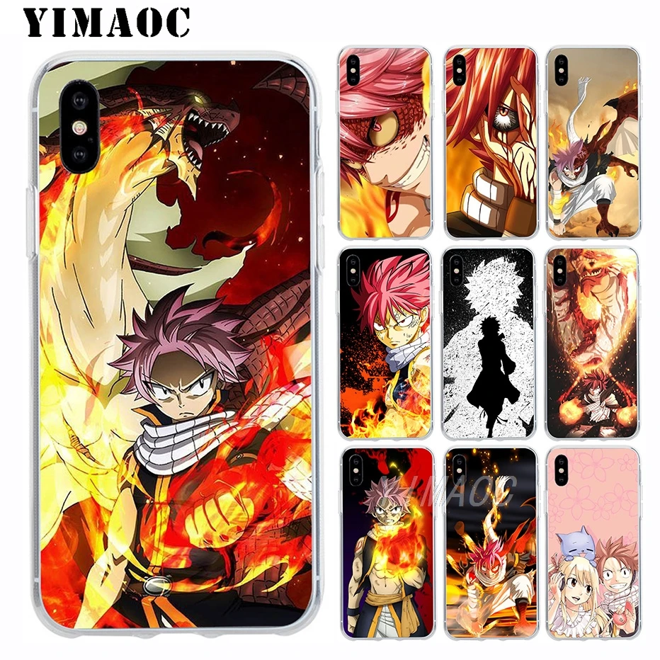 

YIMAOC Natsu DRAGNEEL Fairy Tail Soft TPU Silicone Case for Apple Iphone Xr Xs Max X 10 8 Plus 7 6S 6 Plus SE 5S 5 7Plus 8Plus