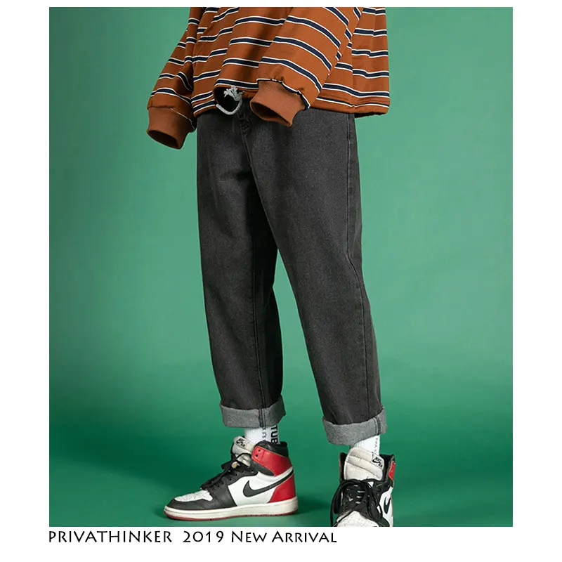 50% OFF Privathinker Men Streetwear Blue Jeans 2019 Women Black Jeans Korean Fashions Harem Pants Male Denim Pants OverSize