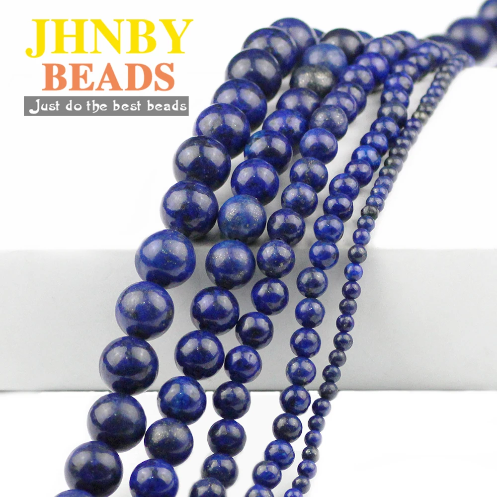 

JHNBY AAA Lapis Lazuli Beads Natural Stone 4/6/8/10/12MM Blue Color Ore Ball Loose Beads for Jewelry Bracelet Making DIY