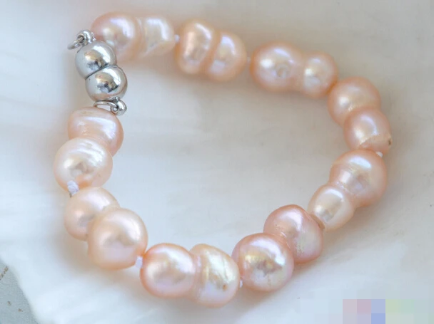 

free shipping 12680 pink baroque double freshwater pearl bracelet