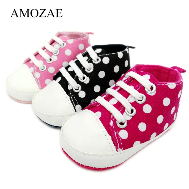 

New Canvas Baby Girls Kids Boys Shoes Print Dot Pattern Baby Shoes Spring Autumn Anti-Slip Toddler First Walkers Prewalker
