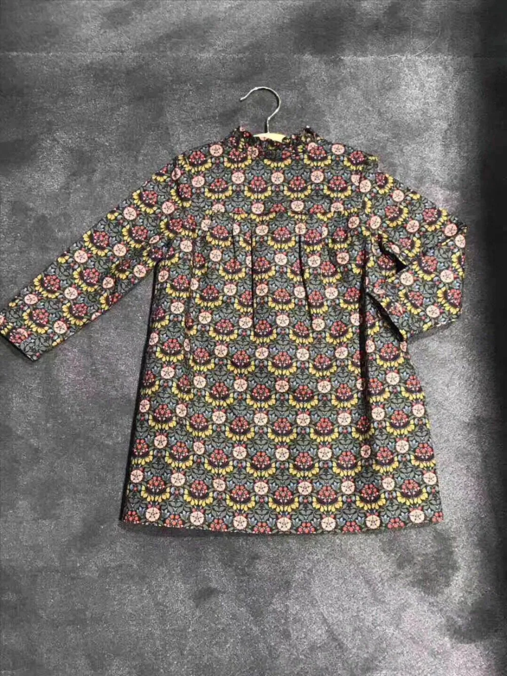 

Girls Dress Longsleeves Flower Prinited Boutique Green Party Dress For Girl Kids Clothing Green Dress for Girls Cherry Clothes