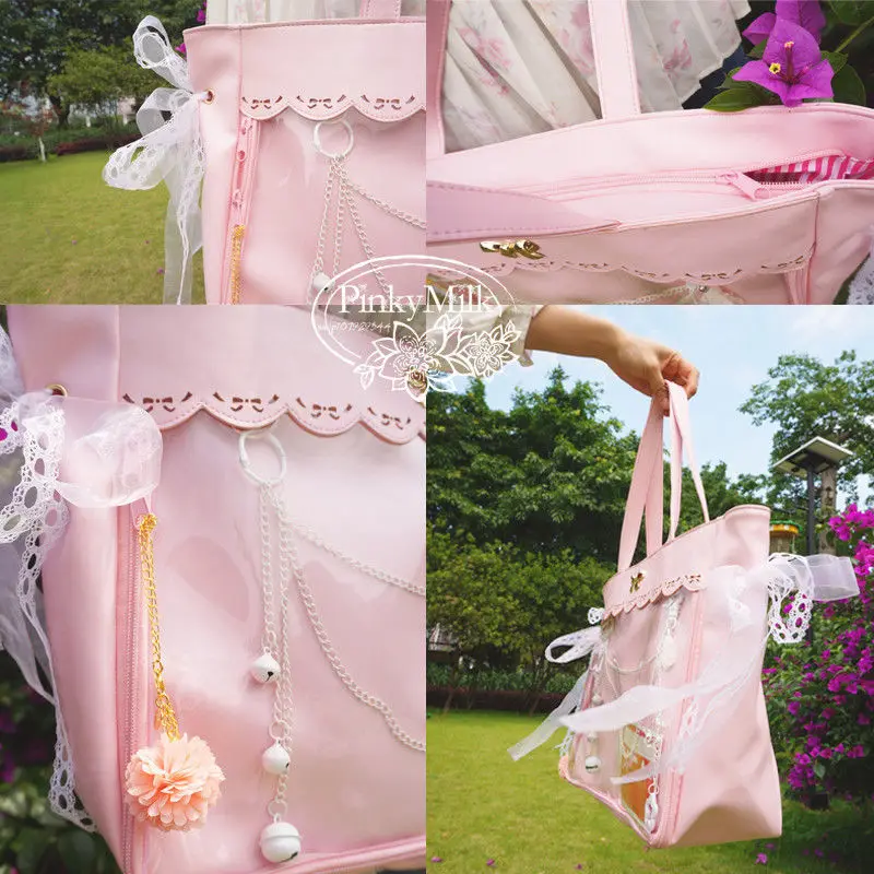 Lolita Cute Anime Transparent Itabag Handbag Lace Women Casual Shoulder Bag 