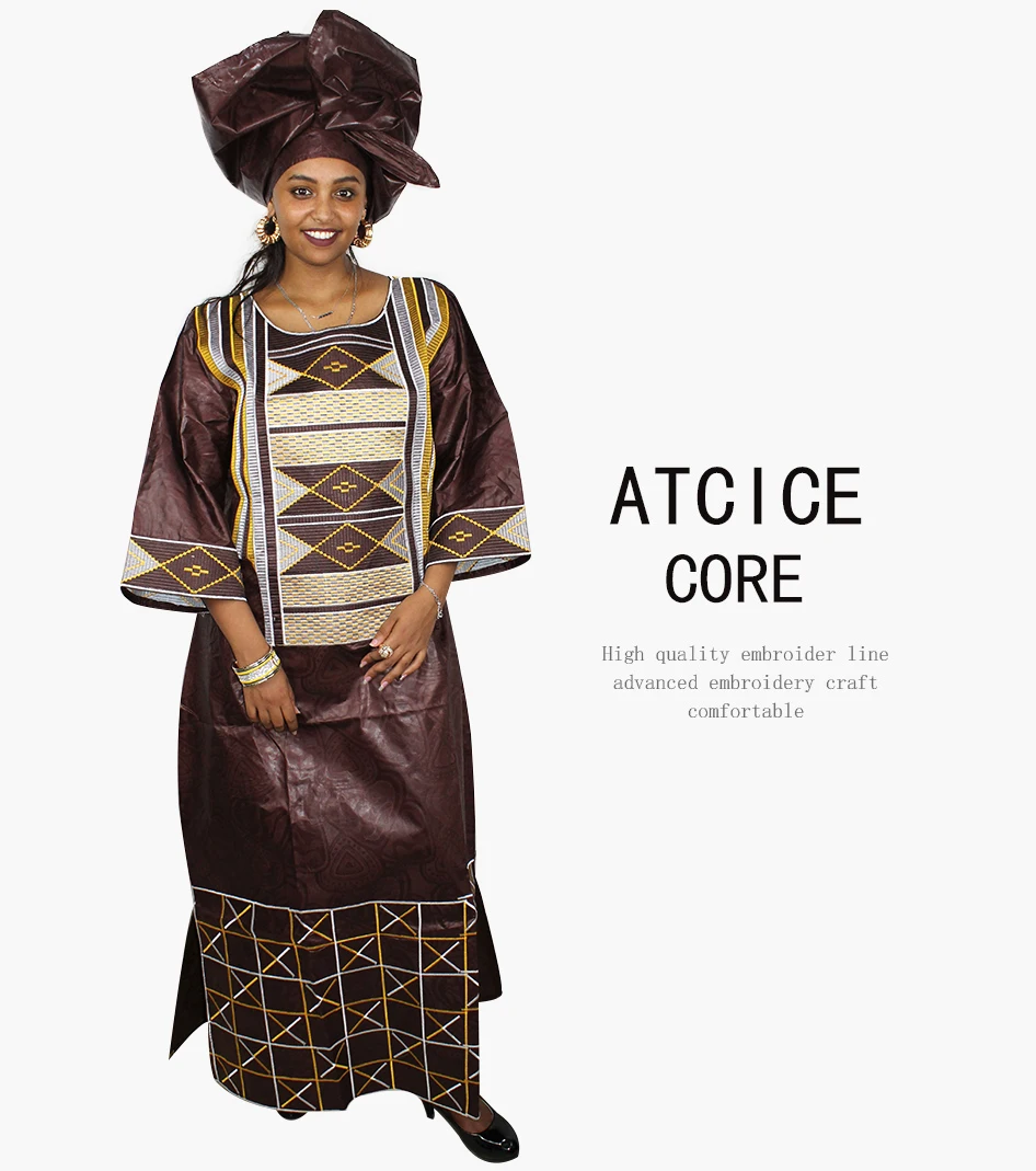 african outfits for ladies Free Shipping African Dresses For Women  Dashiki African Clothing New African Bazin Riche Embroidery Design Long Sleeve A061 african wear for ladies