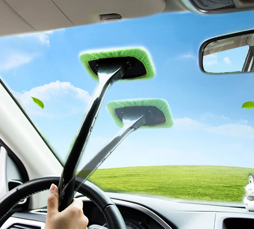 

Family Plastic Windshield Auto Window Cleaner Cleaner Microfiber Long Handle Brushes Sponges Handy Washable Car Cleaning Tool