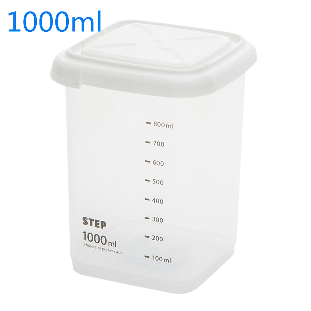 1pcs Plastic Sealed Cans Storage Box Jar Transparent Container Measuring Cup Kitchen Storage Box Food Canister Keep Fresh Jar - Цвет: 1000ml