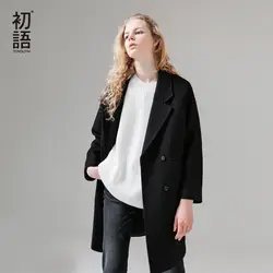 Toyouth свободные двубортное длинное шерстяное пальто для Осенне-зимняя Дамская обувь женские пальто casaco feminino