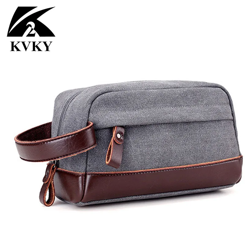 

KVKY Hot Men Casual Mini Bags Canvas Clutch Bag Male Money Phone Pocket Vintage Men Purse Handbag Canvas Small Bags Wrist Bag